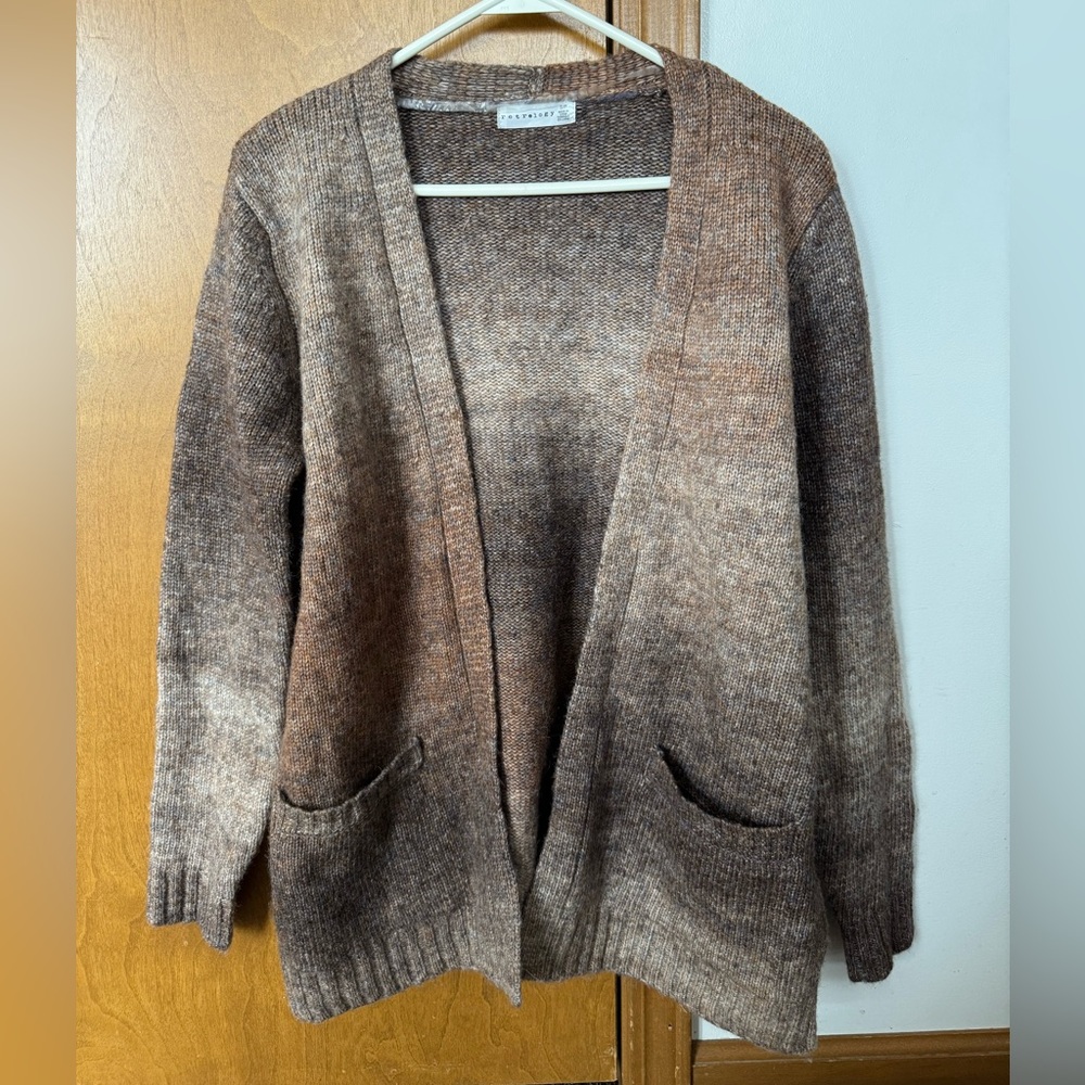 Brown Open-Front Cardigan Sweater